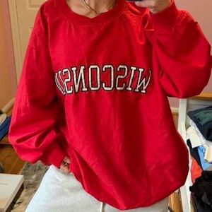 Russell Athletic Red Wisconsin Windbreaker Crewneck